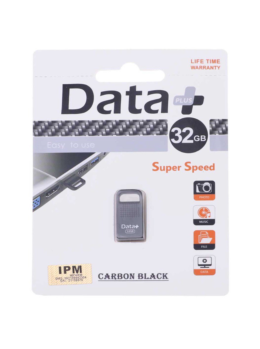 Data Plus Carbon Black USB2.0 Flash Memory-32GB-مشکی (گارانتی مادام العمر IPM)