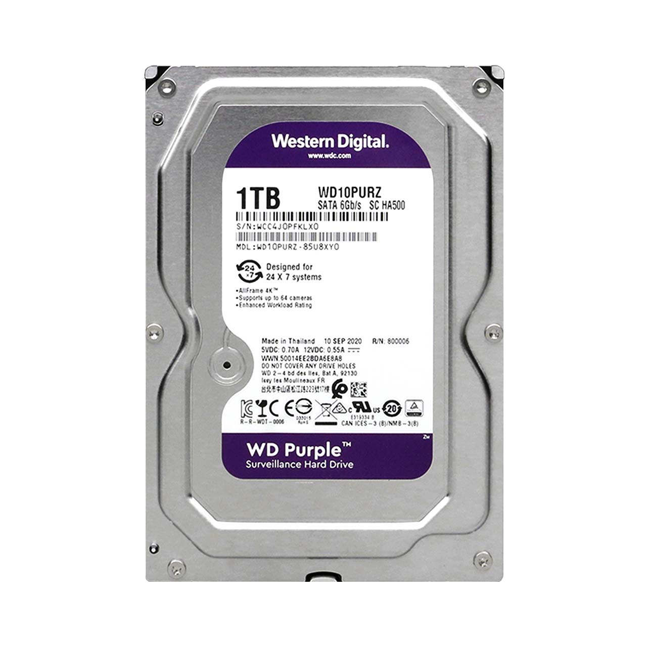 هارد دیسک اینترنال WD Purple-WD10PURZ-85u8xY0-1TB