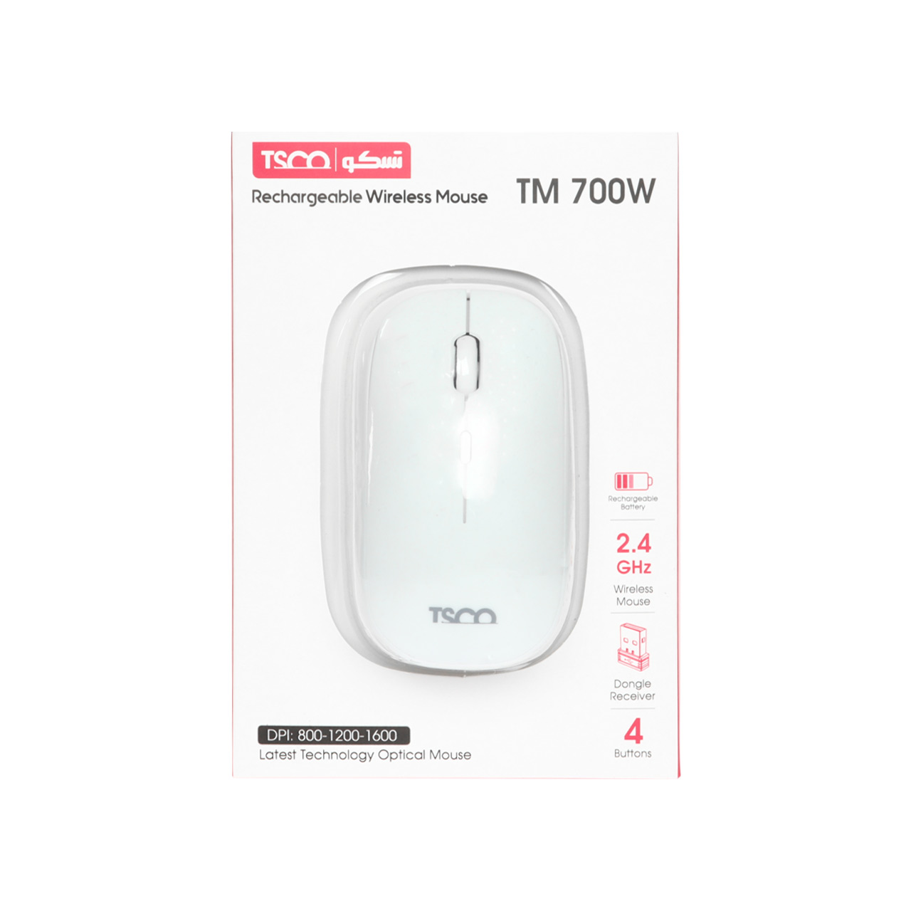 ماوس بی سیم تسکو TM 700W - سفید
