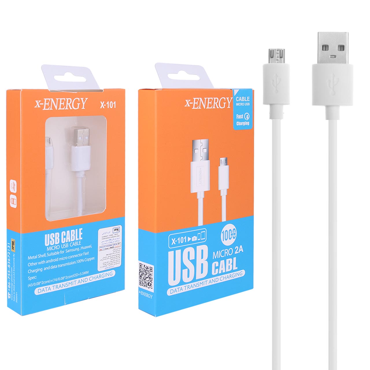 کابل شارژ فست اندروید X-ENERGY مدل X-101-سفید